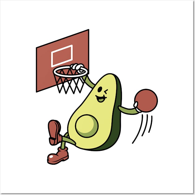 Avocado Playing Basketball Wall Art by quilimo